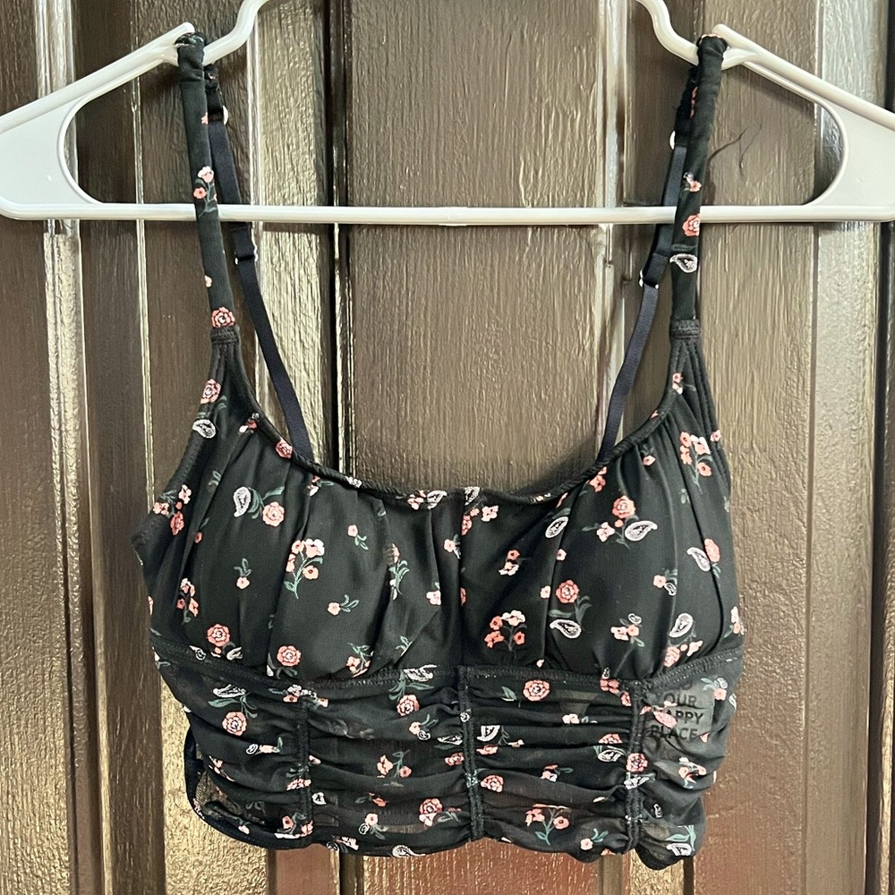 Gilly Hicks tank top, black with colorful flowers.